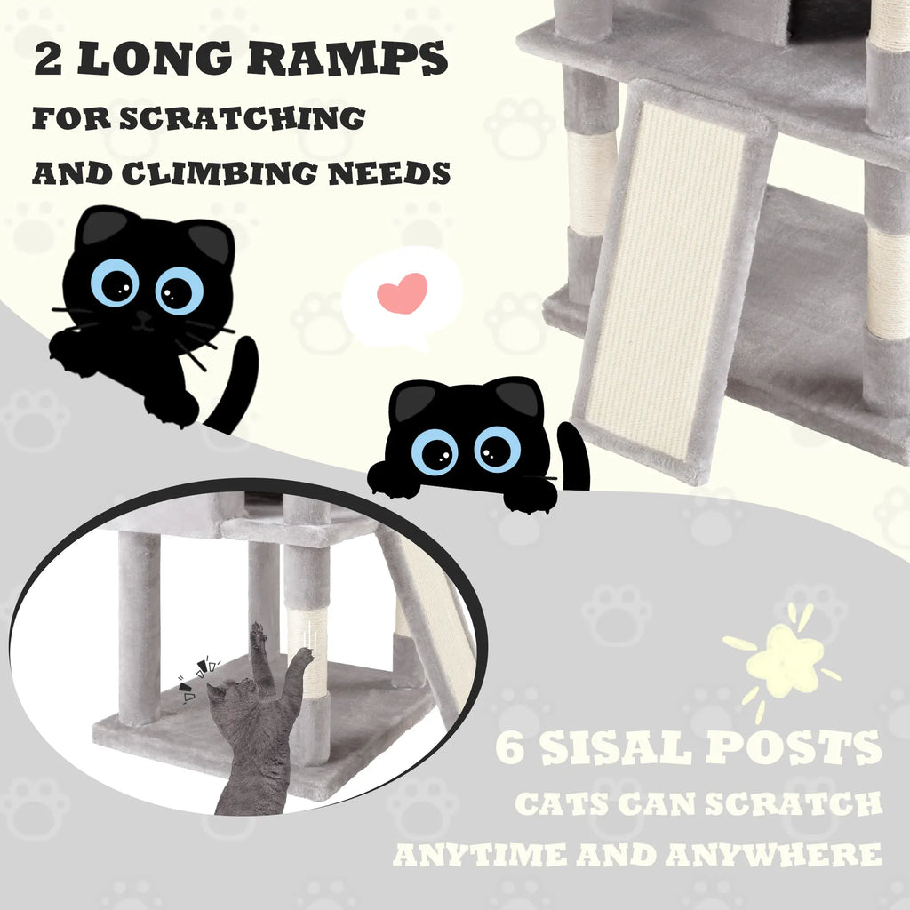 SHA CERLIN 81In/67In Multi-Level Tall Cat Tree Tower with Hammock & Sisal Scratching Posts Larger Cat Condo Furniture for Multi-Cat Play & Rest #Christmasgifts#Tiktokshopblackfriday