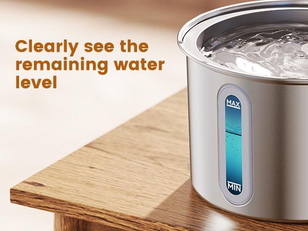 Elevate Your Cat's Hydration with the Oneisall 2L Stainless Steel Water Fountain - Includes 3 Replacement Filters and LED Visual Water Level