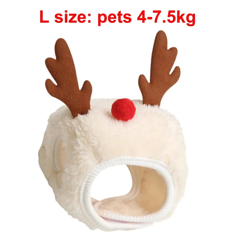 Festive Fleece Christmas Costume Set for Cats - Adorable Santa Elk Hat with Bandana Scarf for Holiday Dress-Up